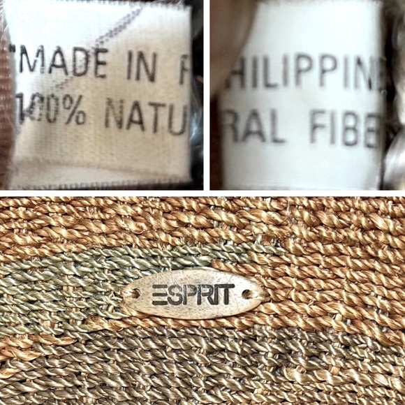 Vintage Esprit Beach Straw Crossover Bag with Long Braided Strap in Earthtones - Picture 8 of 9